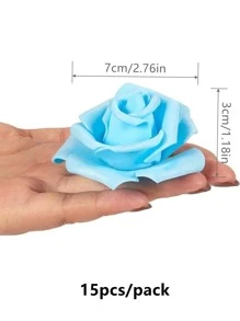 10入/15入組直徑7cm泡沫模擬花DIY人造花，適用於派對 - 藍色 - 查看 3