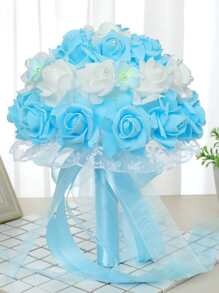 10入/15入組直徑7cm泡沫模擬花DIY人造花，適用於派對 - 藍色 - 查看 7