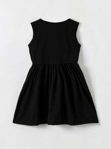 SHEIN Đầm bé gái Lá thư Giải trí - màu đen - Xem 2