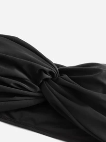 Swim Basics Summer Beach Solid Twist Bikini Top - Black - View 3
