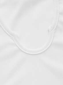 ROMWE Áo ba lỗ gân trơn, trường học - trắng - Xem 4