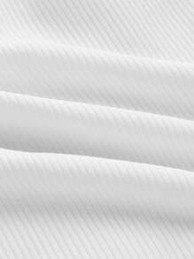 ROMWE Áo ba lỗ gân trơn, trường học - trắng - Xem 3