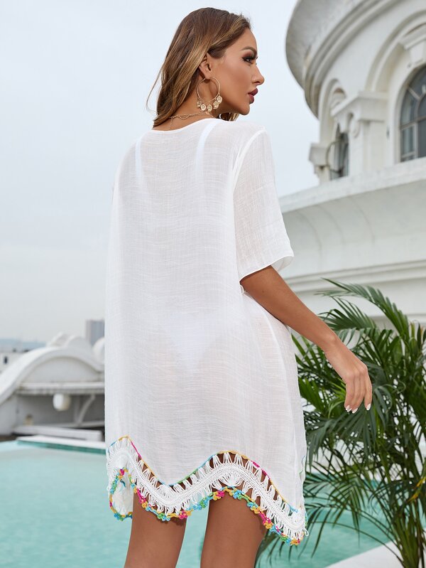 SHEIN Swim BohoFeel Open Stitch Cover Up SHEIN USA