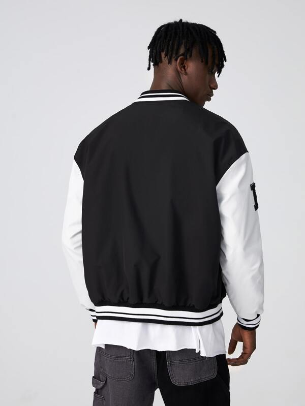 SHEIN Men Letter Graphic Button Front Varsity Jacket SHEIN UK