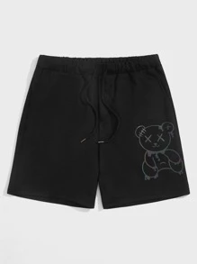 GENTILAND Quần Short Nam Dây kéo Túi Hoạt hình Giải trí - màu đen - Xem 1