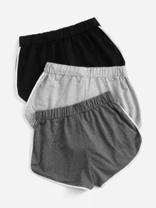 Flirla Quần Short kích thước lớn Dây kéo Tương phản ràng buộc Lá thư Giải trí - Nhiều màu - Xem 2