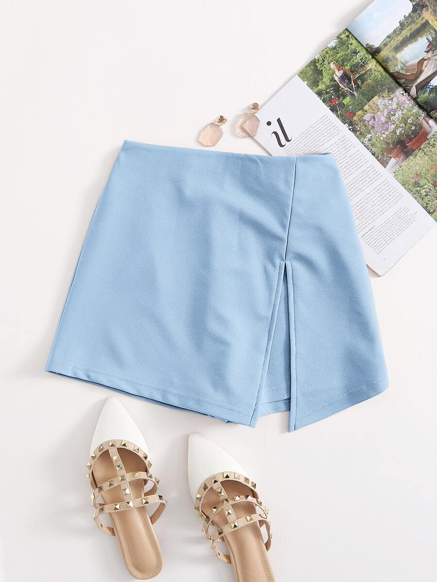 SHEIN Essnce Short Skirt With Elastic Waistband And Front Slit