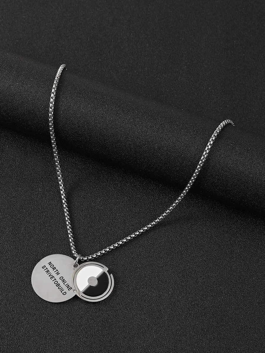 Vòng cổ mặt tròn nam - Bạc - Xem 1