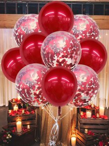 10 piezas decorativo confeti globo - Rojo - Ver 1