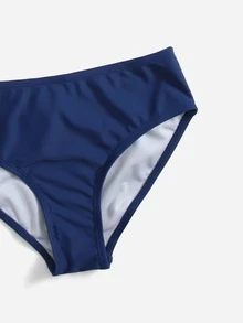 Conjunto de bikini a rayas para niña preadolescente, playa de verano - Azul y blanco - Ver 4
