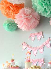 10 Chiếc Khăn Giấy Hoa Bóng, Tắm Cho Bé Sinh Nhật Trang Trí Giấy Pom Pom, Handmade Treo Giấy Pompom Trang Trí Đám Cưới - Nhiều màu - Xem 4