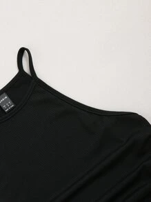 Chiquease Ruched Drawstring Side Halter Top - Black - View 5