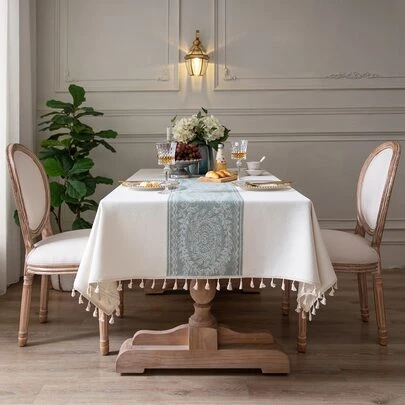提花流蘇邊桌布