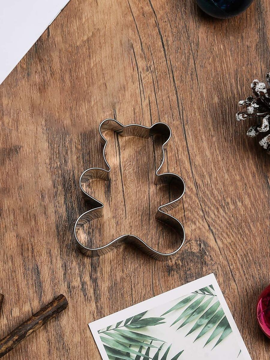 1入組熊形狀餅乾模具 - 銀色 - 查看 1