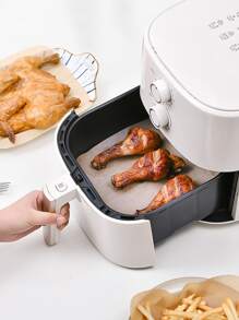 50入組純色防油羊皮紙，棕色21.5 X 21.5cm廚房炸鍋紙，適用於廚房炸鮮器、炸鍋器、炸薯條紙、氣炸麵糊烘焙紙