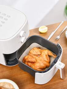 50入組純色防油羊皮紙，棕色21.5 X 21.5cm廚房炸鍋紙，適用於廚房炸鮮器、炸鍋器、炸薯條紙、氣炸麵糊烘焙紙