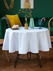 Solid Round Tablecloth - White - View 4