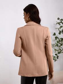 素色西裝領西裝外套 - 珊瑚粉 - 查看 2