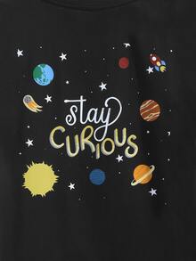 Shahirah Áo thun nữ Thiên hà Slogan Giải trí - màu đen - Xem 5