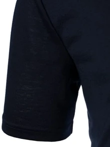 Manfinity Homme Men Letter Embroidered Polo Shirt - Navy Blue - View 4