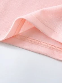 Niñitas Vestido estilo camiseta con estampado de conejo con capucha - Rosa Pálido - Ver 4