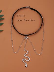 Snake Decor Thigh Chain - Silver - View 3