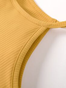 SHEIN Toddler Girls 3pcs Lettuce Trim Halter Top - Multicolor - View 3