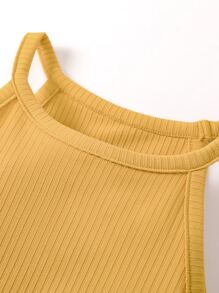 SHEIN Toddler Girls 3pcs Lettuce Trim Halter Top - Multicolor - View 4