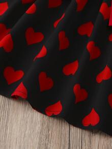 SHEIN 小女童愛心和字母圖案繫腰帶洋裝