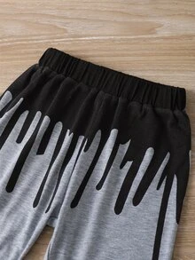 Toddler Boys Paint Drip Print Two Tone Tee & Shorts - Grey - View 4