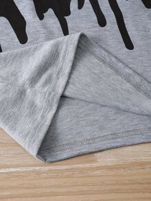 Toddler Boys Paint Drip Print Two Tone Tee & Shorts - Grey - View 5