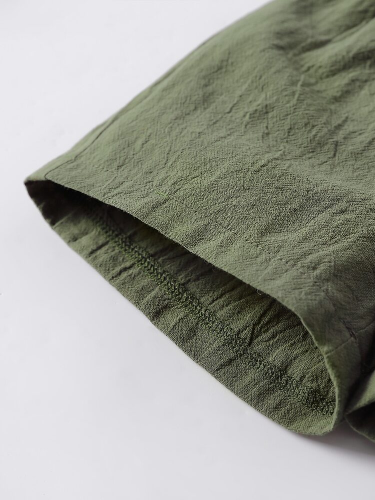 SHEIN 小男童補丁細節襯衫和短褲 - 軍綠色 - 查看 7