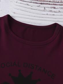 Toddler Girls Crown And Letter Graphic Tee - Maroon - View 4