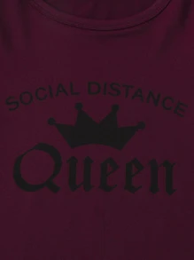 Toddler Girls Crown And Letter Graphic Tee - Maroon - View 5