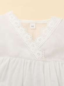 Đầm bé gái Sò điệp Trọn gói Tranh thêu màu trơn Dễ thương - trắng - Xem 4