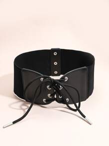 Cinturón corsé con cordón delantero - Negro - Ver 2