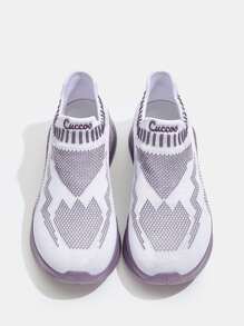 Cuccoo Zapatos de atletismo de dos tonos con diseño de punto transpirable - Morado - Ver 7