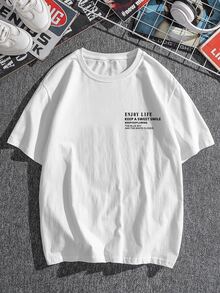 Manfinity Tops Nam Đồ họa Slogan Đường phố - trắng - Xem 2