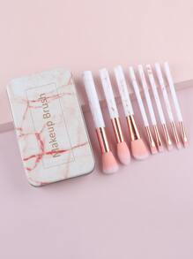 8 piezas Juego de brochas de maquillaje con estampado de mármol y caja de almacenamiento, brochas sintéticas premium para rostro, ojos y labios para base, polvo, sombra de ojos, cejas, set de brochas, kit de maquillaje, set de maquillaje completo, set de brochas de maquillaje, kit de maquillaje completo, set de brochas, set de brochas de maquillaje, set de regalo de maquillaje, set - Rosa - Ver 1