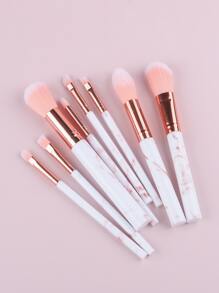 8 piezas Juego de brochas de maquillaje con estampado de mármol y caja de almacenamiento, brochas sintéticas premium para rostro, ojos y labios para base, polvo, sombra de ojos, cejas, set de brochas, kit de maquillaje, set de maquillaje completo, set de brochas de maquillaje, kit de maquillaje completo, set de brochas, set de brochas de maquillaje, set de regalo de maquillaje, set - Rosa - Ver 3
