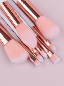 8 piezas Juego de brochas de maquillaje con estampado de mármol y caja de almacenamiento, brochas sintéticas premium para rostro, ojos y labios para base, polvo, sombra de ojos, cejas, set de brochas, kit de maquillaje, set de maquillaje completo, set de brochas de maquillaje, kit de maquillaje completo, set de brochas, set de brochas de maquillaje, set de regalo de maquillaje, set - Rosa - Ver 4
