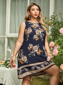 SHEIN Clasi 大碼印花直筒洋裝 - 彩色 - 查看 3