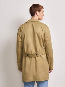 Manfinity 男士翻蓋細節單排釦風衣外套 - 卡其色 - 查看 2