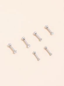 6 piezas Pendientes con diseño de diamante de imitación - Plateado - Ver 1