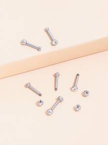 6 piezas Pendientes con diseño de diamante de imitación - Plateado - Ver 2