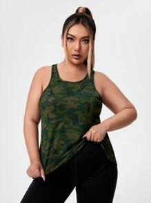 Plus Softness Camo Criss Cross Sports Tank Top - Multicolor - View 2