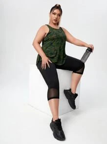 Plus Softness Camo Criss Cross Sports Tank Top - Multicolor - View 5