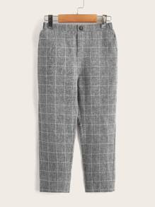 SHEIN Toddler Boys Plaid Pattern Trousers - Grey - View 1