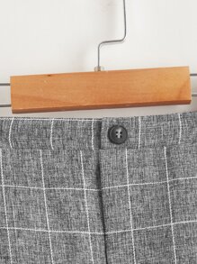 SHEIN Toddler Boys Plaid Pattern Trousers - Grey - View 4