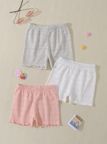 小女童3入組木耳邊騎行褲